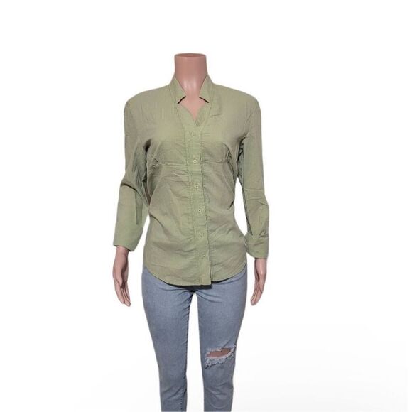 Pulp womens long sleeve lettuce mandarin collar button front shirt M - Picture 2 of 6